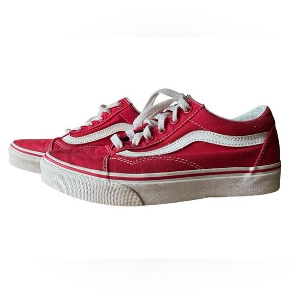 Vans Old Skool Red & White Low-Top Sneakers Size M 6 W 7.5 - Picture 3 of 7